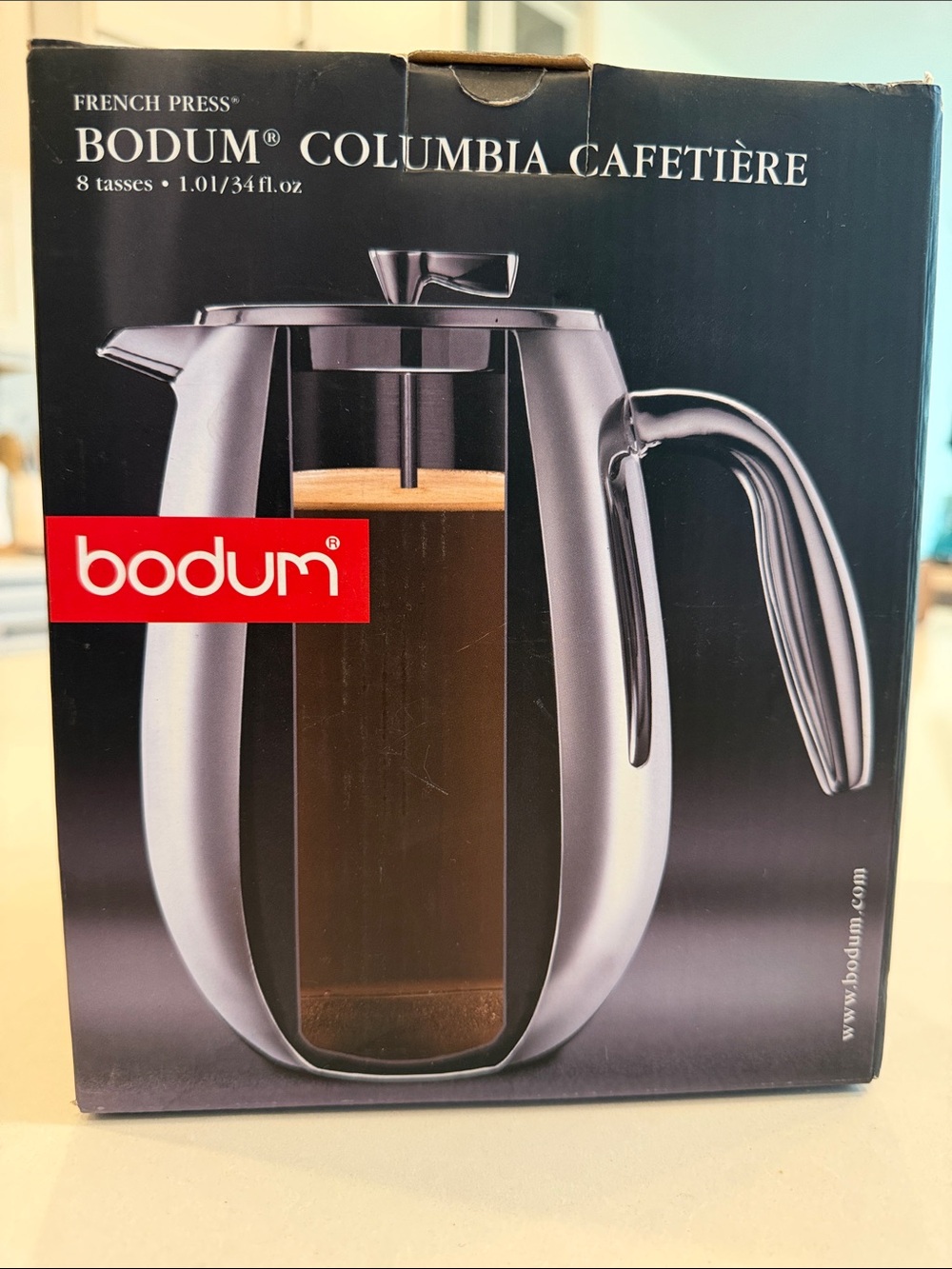 NEW! Bodum Columbia French Press Coffee Maker - Silver